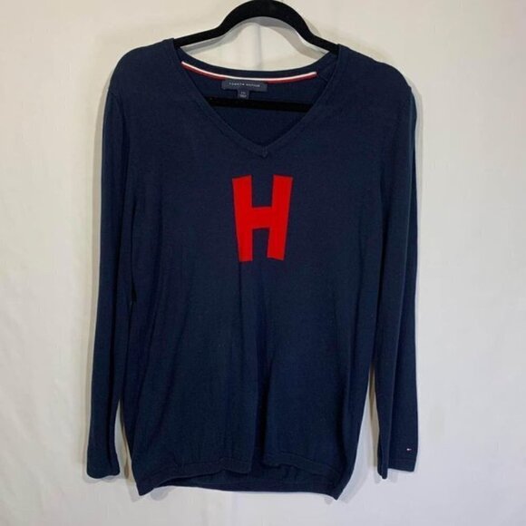 Tommy Hilfiger Woman’s V Neck 100% Cotton Sweater. Gorgeous. Size Large. - Picture 1 of 8